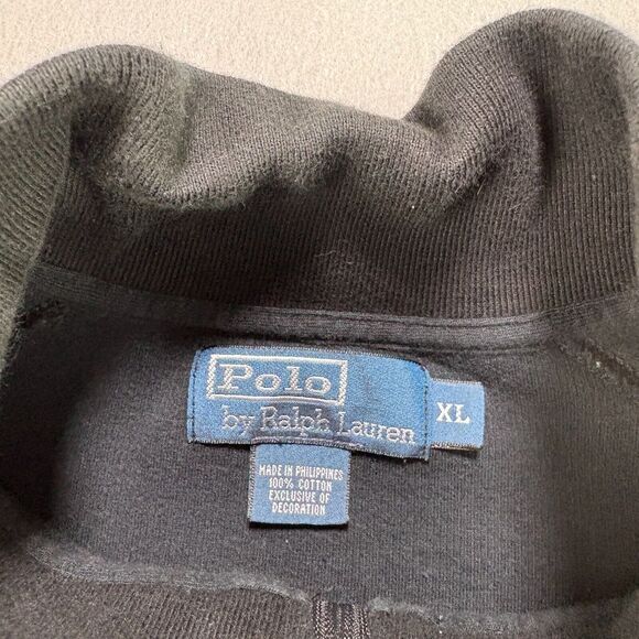 Polo Ralph Lauren Baseball Jacket Mens XL Black White Stripe Full Zip Casual - Picture 4 of 9